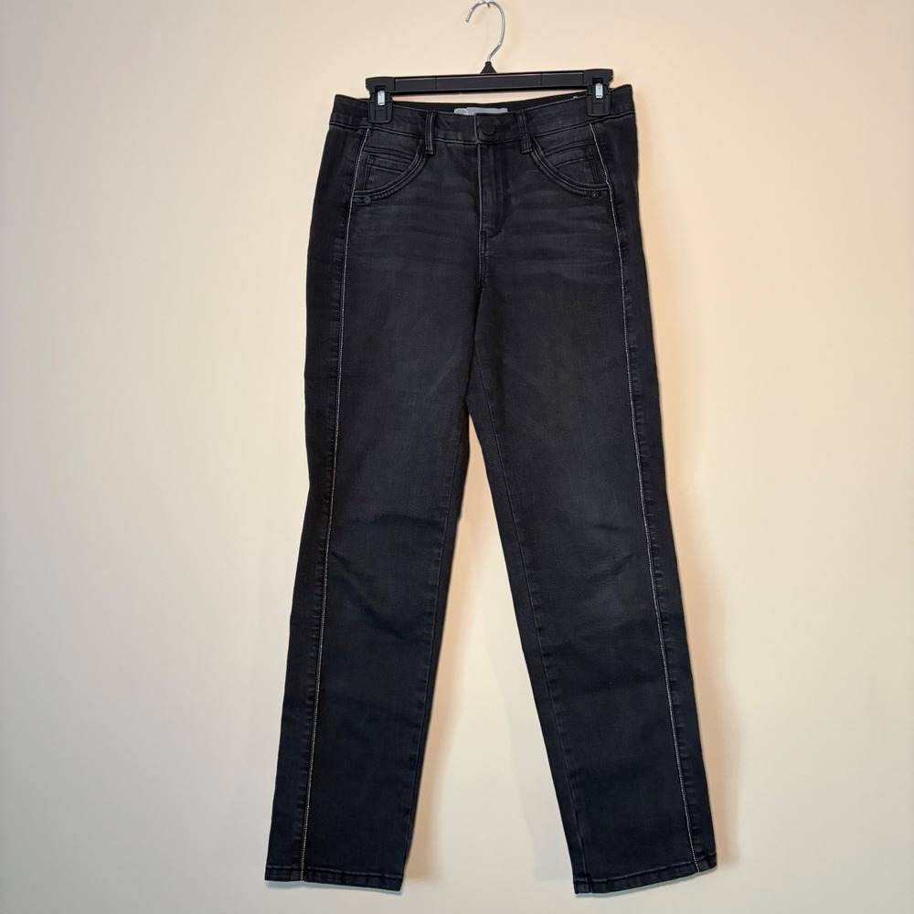Wit & Wisdom Womens Black Denim Jeans Size 4 Straight Leg Embellished